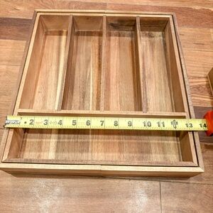 Set of 2 Bamboo Wood Cutlery Tray Silverware Drawer Organizer Expandable